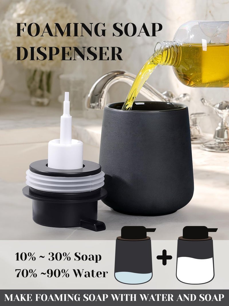 INGOFIN Ceramic Foaming Soap Dispenser - 12oz Foam Hand Soap Dispenser Bathroom, Ceramic Dish Soap Modern Dispenser with Pump for Kitchen, Matte Grey - Image 3